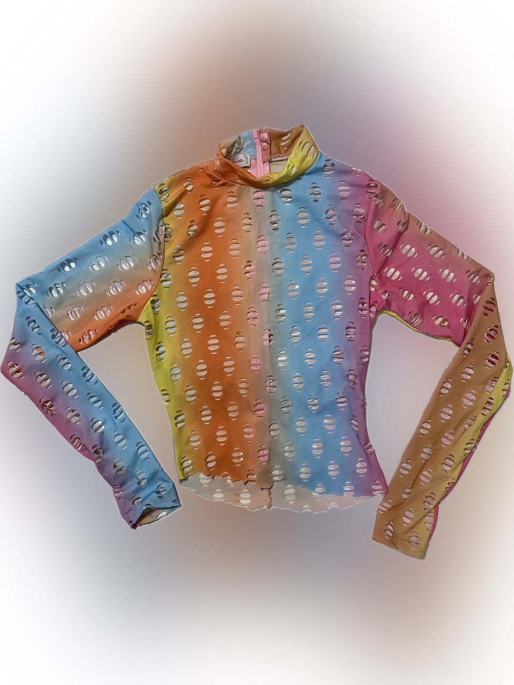 Rainbow Ombre Cutout Long Sleeve Top - Unbranded